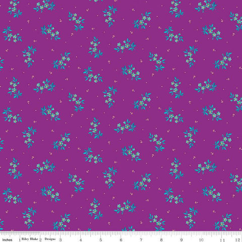 Brilliance Delicate Floral C14222 Fuchsia - Riley Blake Designs - Flowers Pin Dots - Quilting Cotton Fabric