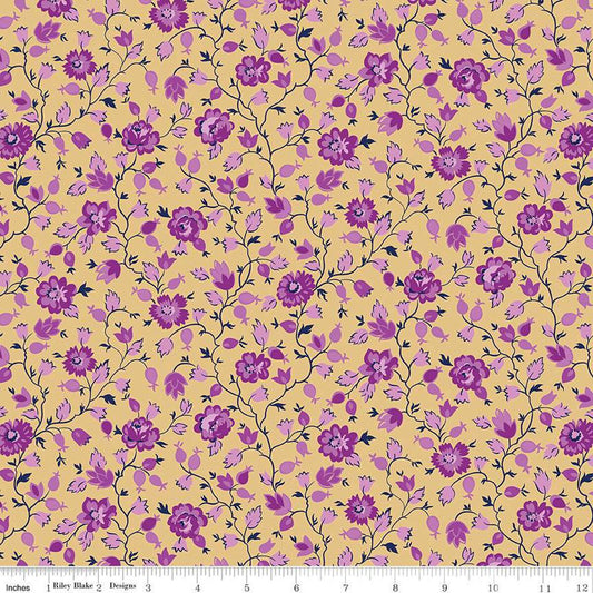 Brilliance Floral C14223 Honey - Riley Blake Designs - Flowers Vines - Quilting Cotton Fabric