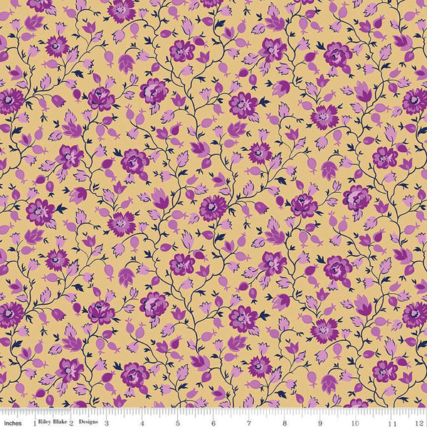 Brilliance Floral C14223 Honey by Riley Blake Designs - Flowers Vines - Quilting Cotton Fabric