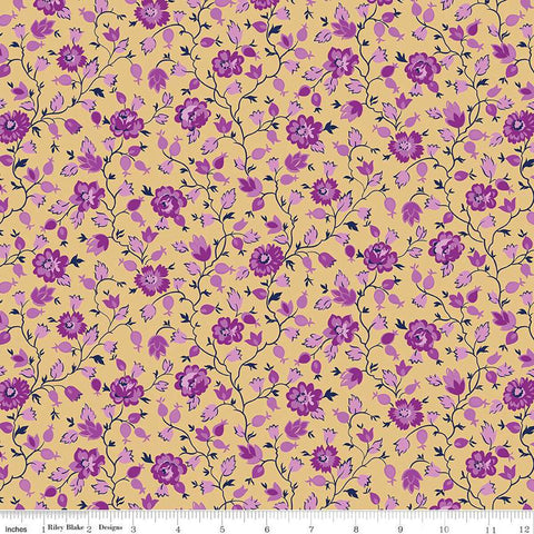 SALE Brilliance Floral C14223 Honey by Riley Blake Designs - Flowers Vines - Quilting Cotton Fabric