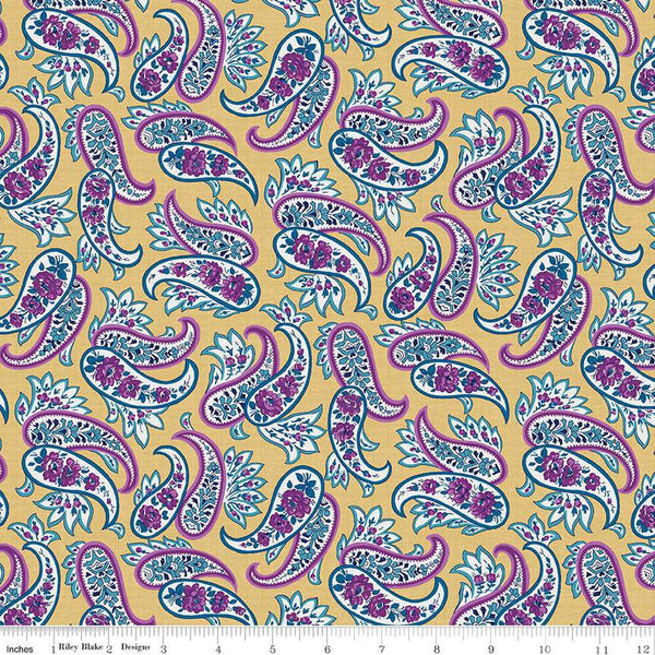 CLEARANCE Brilliance Paisley C14225 Honey by Riley Blake Designs - Floral Flowers Flower-Filled Paisleys - Quilting Cotton Fabric