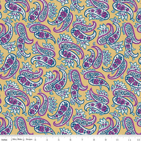 SALE Brilliance Paisley C14225 Honey by Riley Blake Designs - Floral Flowers Flower-Filled Paisleys - Quilting Cotton Fabric