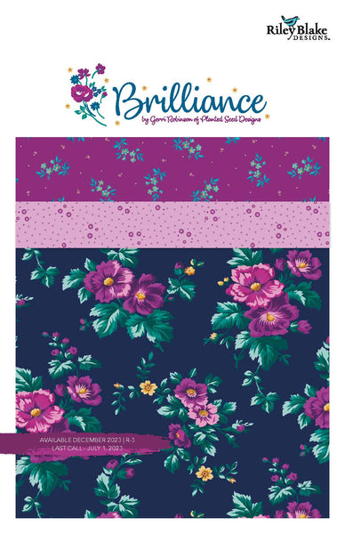 Brilliance Fat Quarter Bundle 22 pieces - Riley Blake Designs - Pre cut Precut - Floral - Quilting Cotton Fabric