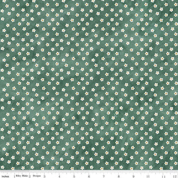 Hop Hop Hooray Daisies C14276 Teal - Riley Blake - Easter Folk Art Floral Flowers - Teresa Kogut- Quilting Cotton Fabric