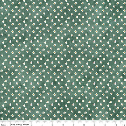 Hop Hop Hooray Daisies C14276 Teal - Riley Blake - Easter Folk Art Floral Flowers - Teresa Kogut- Quilting Cotton Fabric