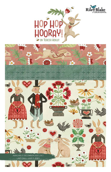 Hop Hop Hooray Fat Quarter Bundle 21 pieces - Riley Blake Designs - Pre cut Precut - Easter Folk Art - Quilting Cotton Fabric