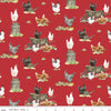 SALE Spring Barn Quilts Chickens CD14331 Red - Riley Blake Designs - DIGITALLY PRINTED Wheelbarrows Milk Cans Baskets - Quilting Cotton