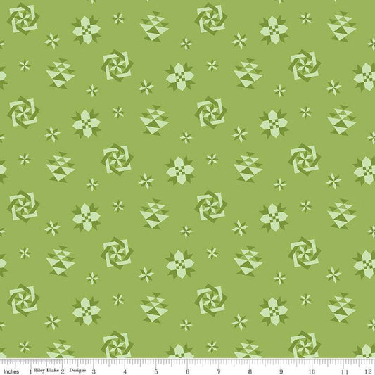 SALE Spring Barn Quilts Quilt Blocks C14332 Green - Riley Blake Designs - PRINTED Blocks - Quilting Cotton Fabric