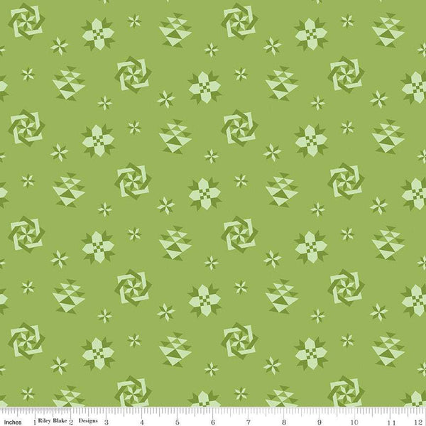 SALE Spring Barn Quilts Quilt Blocks C14332 Green - Riley Blake Designs - PRINTED Blocks - Quilting Cotton Fabric