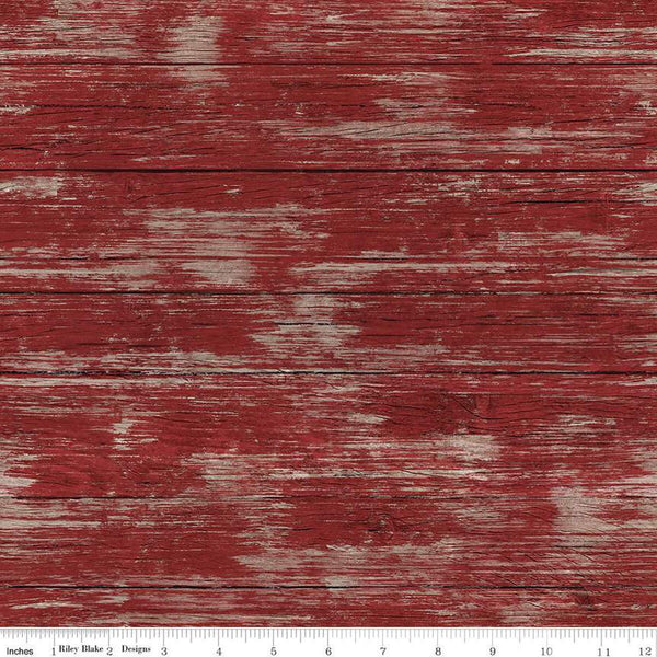 SALE Spring Barn Quilts Barnwood C14334 Red - Riley Blake Designs - Weathered Wood - Quilting Cotton Fabric