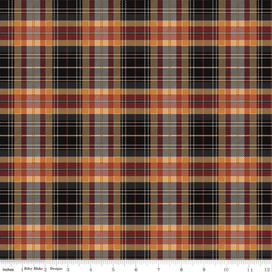 Fat Quarter End of Bolt Piece - John Wayne Courage Plaid C14303 Charcoal - Riley Blake - Western - Quilting Cotton Fabric - Licensed Product