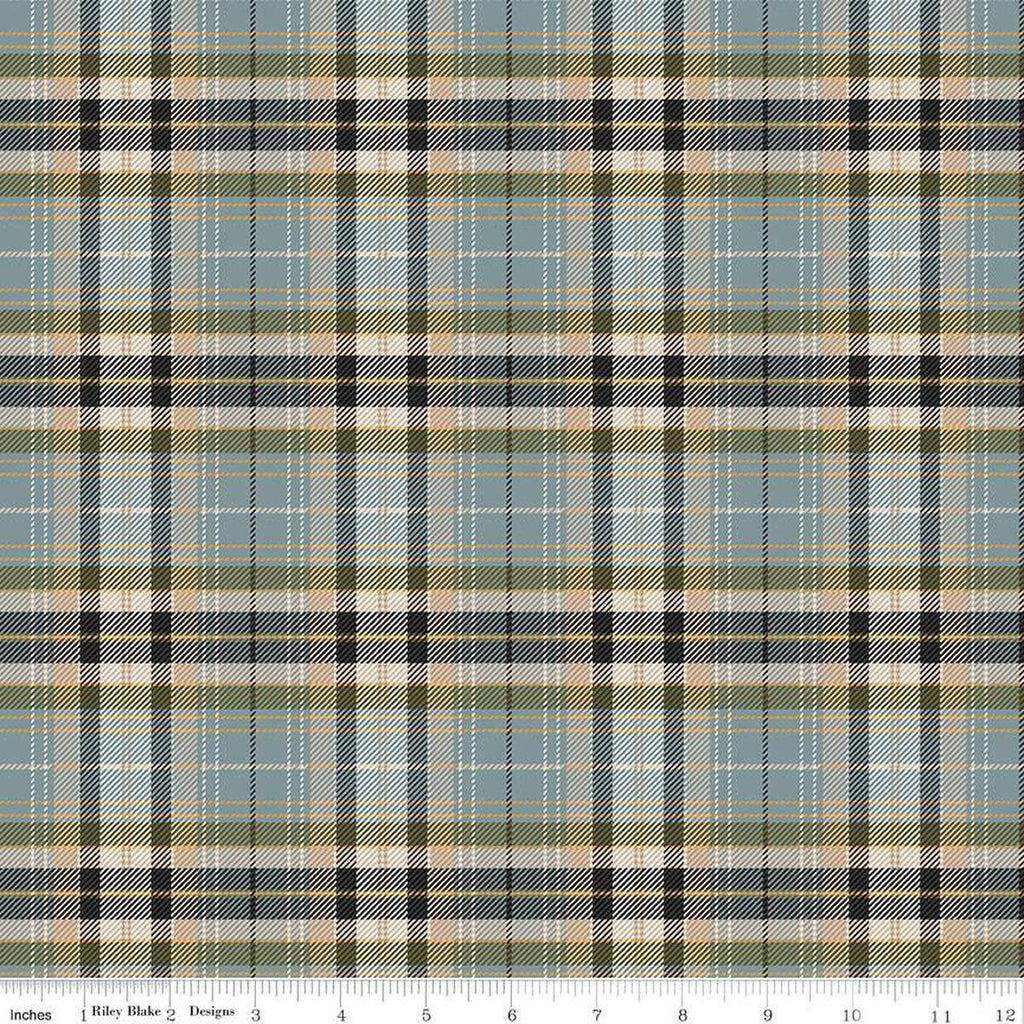 SALE John Wayne Courage Plaid C14303 Storm - Riley Blake Designs - Western - Quilting Cotton Fabric