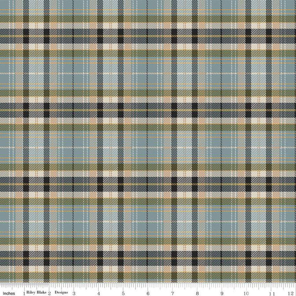 John Wayne Courage Plaid C14303 Storm - Riley Blake Designs - Western - Quilting Cotton Fabric - Licensed Product