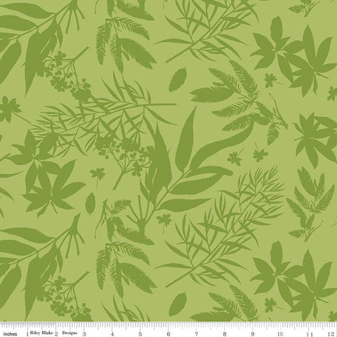 Floral Gardens Foliage C14361 Green - Riley Blake Designs - Tone-on-Tone Flowers Leaves - Quilting Cotton Fabric