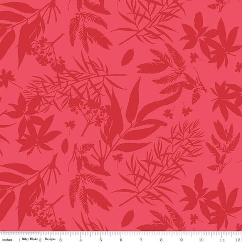 Fat Quarter End of Bolt - CLEARANCE Floral Gardens Foliage C14361 Red - Riley Blake - Tone-on-Tone Flowers Leaves - Quilting Cotton Fabric