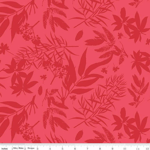 Fat Quarter End of Bolt - CLEARANCE Floral Gardens Foliage C14361 Red - Riley Blake - Tone-on-Tone Flowers Leaves - Quilting Cotton Fabric