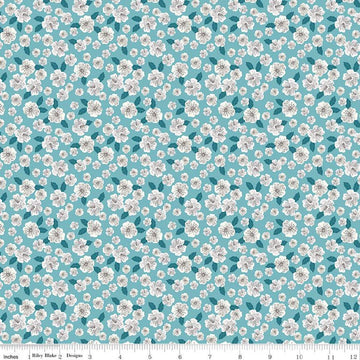 24" End of Bolt - CLEARANCE Floral Gardens Blossoms C14363 Sky - Riley Blake Designs - Floral Flowers - Quilting Cotton Fabric