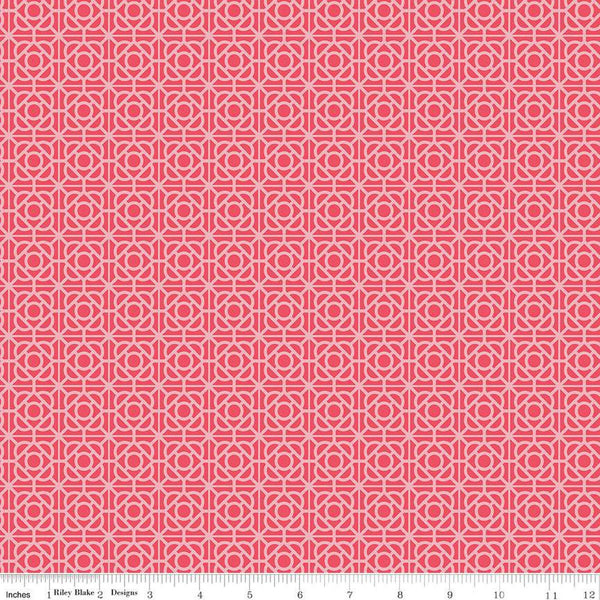 CLEARANCE Floral Gardens Garden Tile C14364 Hot Pink - Riley Blake Designs - Geometric - Quilting Cotton Fabric