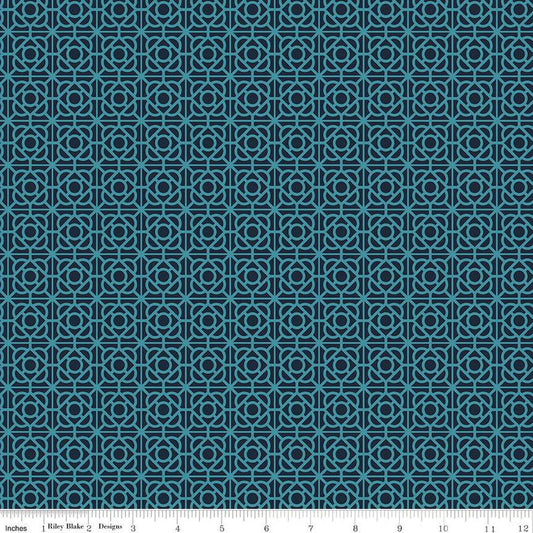 SALE Floral Gardens Garden Tile C14364 Midnight - Riley Blake Designs - Geometric - Quilting Cotton Fabric