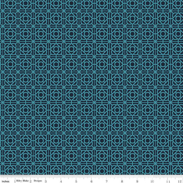 Floral Gardens Garden Tile C14364 Midnight - Riley Blake Designs - Geometric - Quilting Cotton Fabric