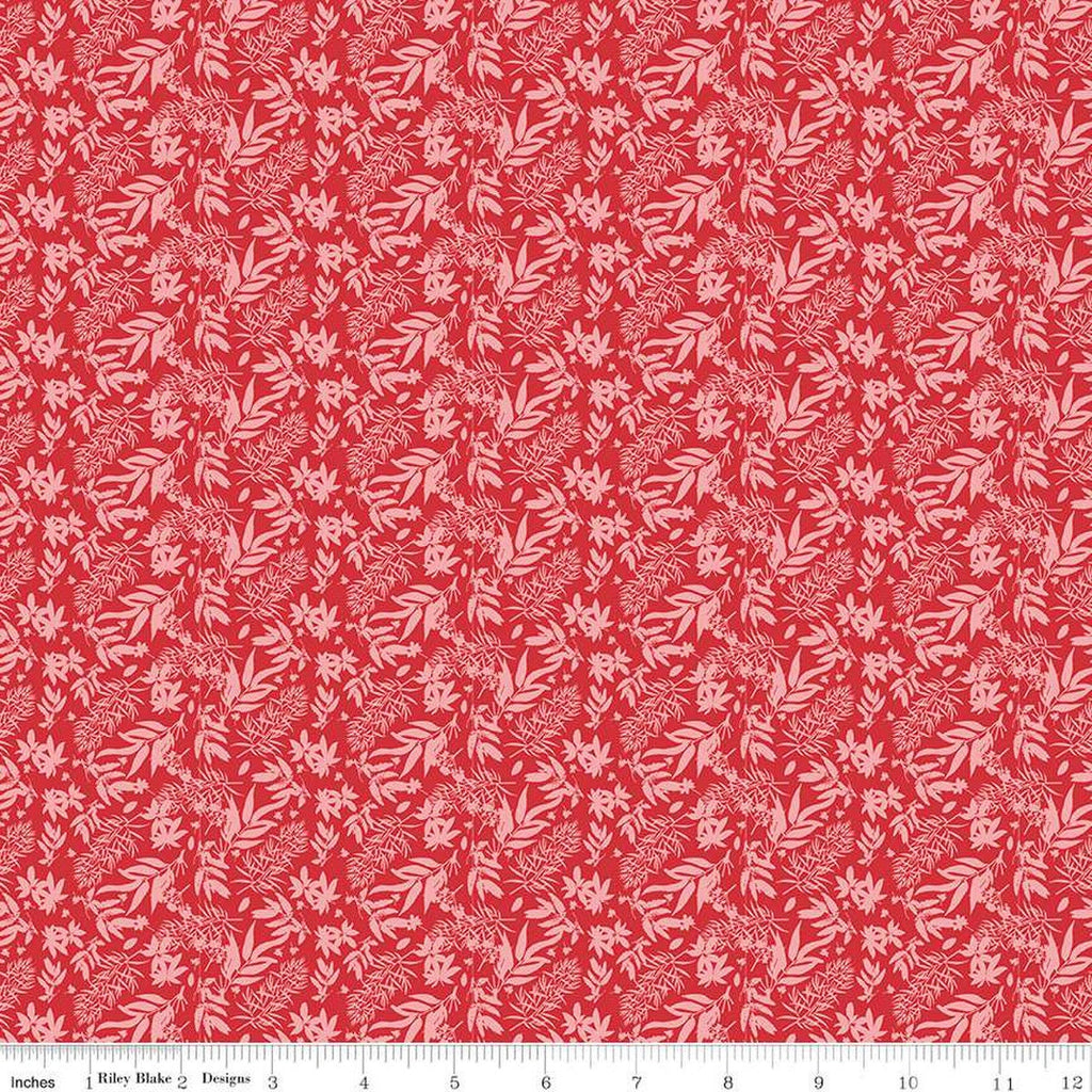 SALE Floral Gardens Leaves C14365 Red - Riley Blake Designs - Leaf Sprigs - Quilting Cotton Fabric