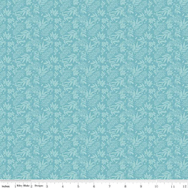 SALE Floral Gardens Leaves C14365 Sky - Riley Blake Designs - Leaf Sprigs - Quilting Cotton Fabric