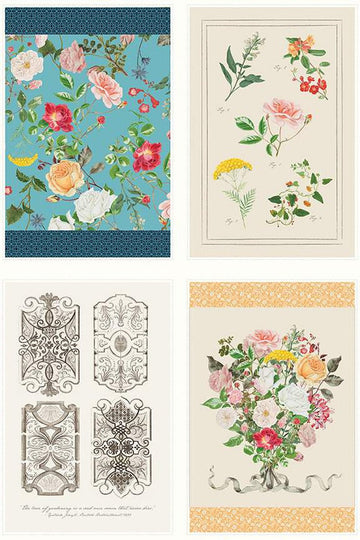 SALE Floral Gardens Home Decor LARGE Tea Towel Panel - Riley Blake - Lightweight CANVAS Cotton