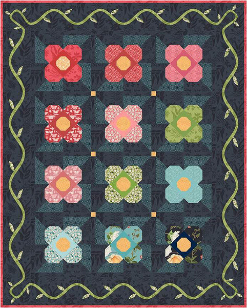 SALE Raised Flower Garden Quilt PATTERN P100 by Bluebird Patterns - Riley Blake Designs - Instructions Only - Piecing Applique