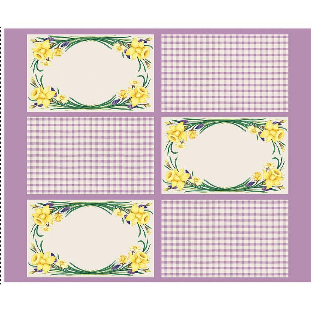 SALE Monthly Placemats 2 April Placemat Panel PD13926 by Riley Blake Designs - DIGITALLY PRINTED Floral Checks - Quilting Cotton Fabric