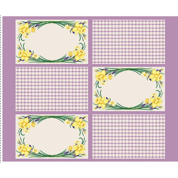 Monthly Placemats 2 April Placemat Panel PD13926 by Riley Blake Designs - DIGITALLY PRINTED Floral Checks - Quilting Cotton Fabric