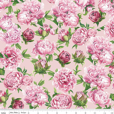 1 Yard End of Bolt - CLEARANCE Monthly Placemats 2 May Peonies C13929 Pink - Riley Blake - Floral Flowers - Quilting Cotton Fabric