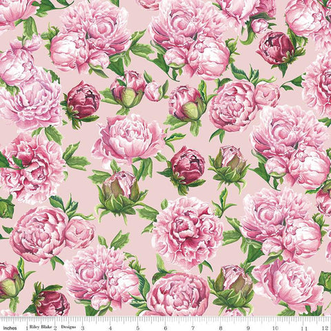 SALE Monthly Placemats 2 May Peonies C13929 Pink - Riley Blake Designs - Floral Flowers - Quilting Cotton Fabric