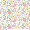 10" End of Bolt - Bunny Trail Main C14250 White by Riley Blake Designs - Easter Floral Flowers - Quilting Cotton Fabric
