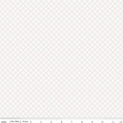 SALE Lights On Quilter Plaid C14479 - Riley Blake Designs - White-on-White Diagonal Plaid - Quilting Cotton Fabric