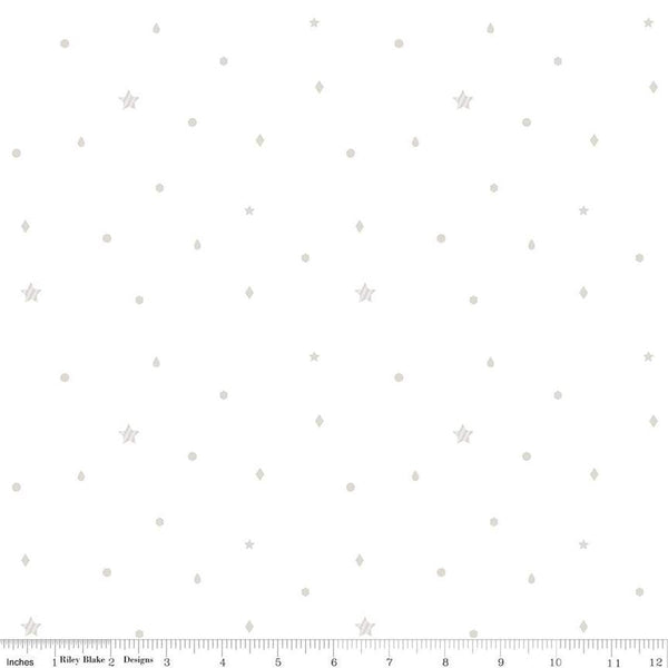 CLEARANCE Lights On Rainbow C14481 - Riley Blake Designs - White-on-White Diamonds Circles Raindrops Stars  - Quilting Cotton Fabric