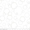 29" End of Bolt - CLEARANCE Lights On Hexies C14482 - Riley Blake Designs - White-on-White Hexagons - Quilting Cotton Fabric