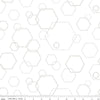 Fat Quarter End of Bolt - CLEARANCE Lights On Hexies C14482 - Riley Blake Designs - White-on-White Hexagons - Quilting Cotton Fabric