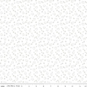 Lights On Chicks C14489 - Riley Blake Designs - White-on-White Chicks Flowers - Quilting Cotton Fabric