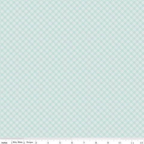 Fat Quarter End of Bolt - Bunny Trail Plaid C14256 Powder by Riley Blake Designs - Easter Small Diagonal Plaid - Quilting Cotton Fabric