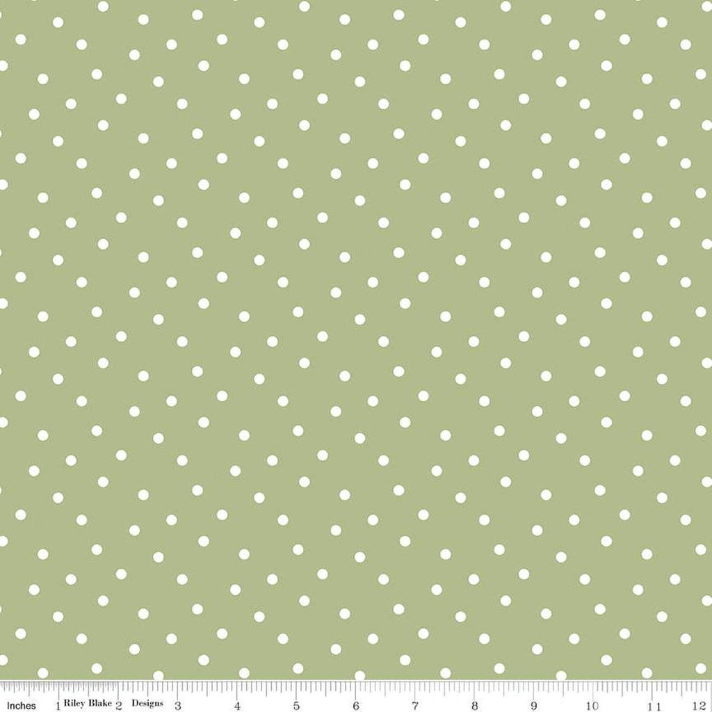 SALE Bunny Trail Dots C14257 Green by Riley Blake Designs - Easter Dotted Polka Dot - Quilting Cotton Fabric