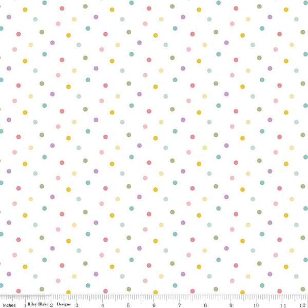 Bunny Trail Dots C14257 White by Riley Blake Designs - Easter Polka Dot Dotted - Quilting Cotton Fabric