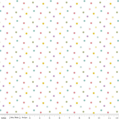 SALE Bunny Trail Dots C14257 White by Riley Blake Designs - Easter Polka Dot Dotted - Quilting Cotton Fabric