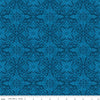 28" End of Bolt - Poppies and Plumes Damask C14292 Navy - Riley Blake Designs - Damask Medallions - Quilting Cotton Fabric