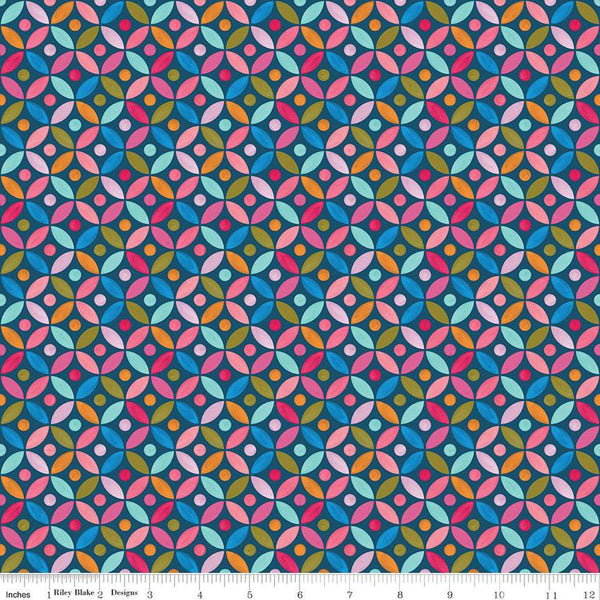 SALE Poppies and Plumes Circles C14295 Oxford - Riley Blake Designs - Geometric Orange Peel - Quilting Cotton Fabric