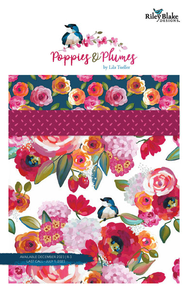 SALE Poppies and Plumes 2.5 Inch Rolie Polie Jelly Roll 40 pieces - Riley Blake Designs - Precut Pre cut Bundle - Quilting Cotton Fabric