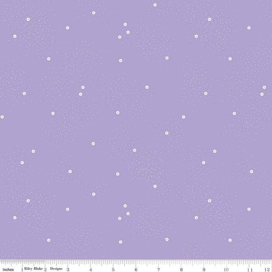 Fat Quarter End of Bolt - CLEARANCE Dainty Daisy C665 Lilac by Riley Blake Designs - Floral Flowers Pin Dots - Quilting Cotton Fabric