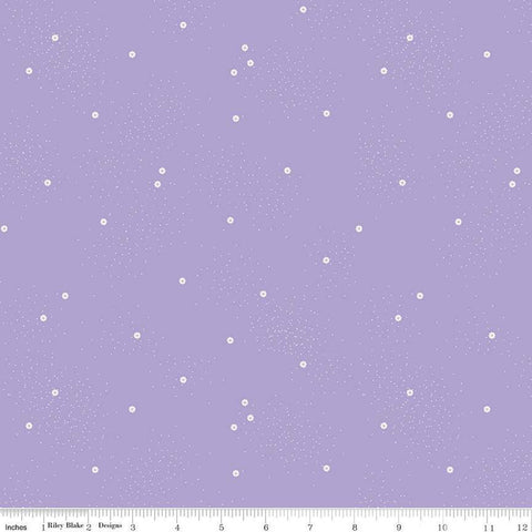 SALE Dainty Daisy C665 Lilac by Riley Blake Designs - Floral Flowers Pin Dots - Quilting Cotton Fabric