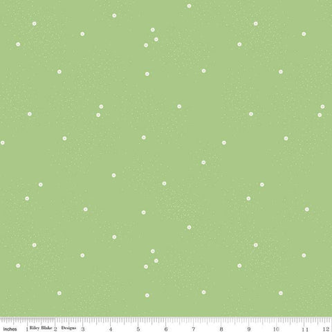 18" End of Bolt - CLEARANCE Dainty Daisy C665 Grass by Riley Blake Designs - Floral Flowers Pin Dots - Quilting Cotton Fabric