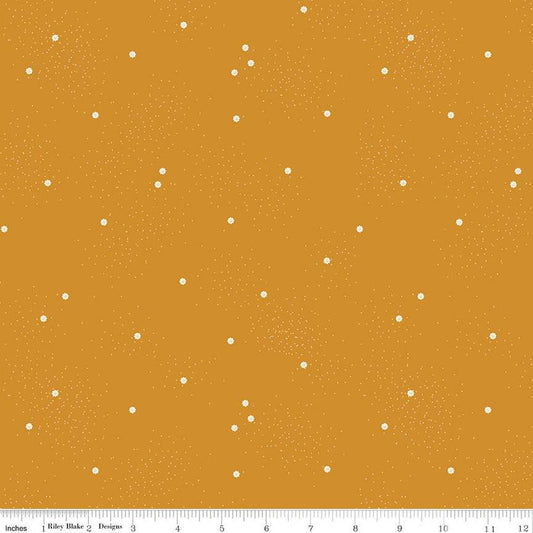 11" End of Bolt - SALE Dainty Daisy C665 Butterscotch - Riley Blake Designs - Floral Flowers Pin Dots - Quilting Cotton Fabric