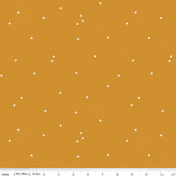 SALE Dainty Daisy C665 Butterscotch by Riley Blake Designs - Floral Flowers Pin Dots - Quilting Cotton Fabric